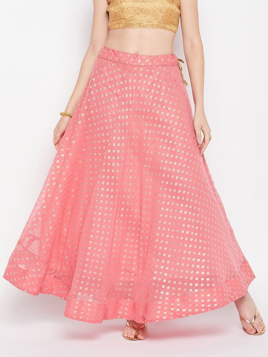 Printed Flared Maxi Skirt-9