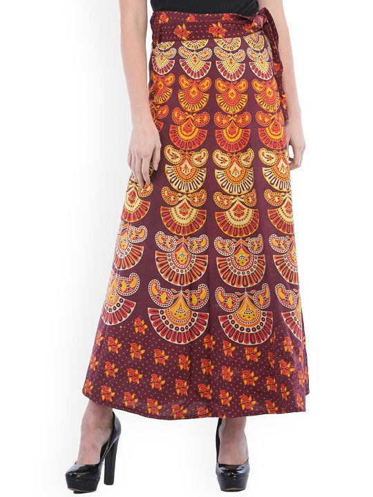 Printed Pure Cotton A-line Maxi Skirts-8