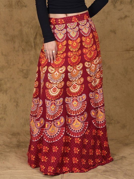 Printed Pure Cotton A-line Maxi Skirts-10