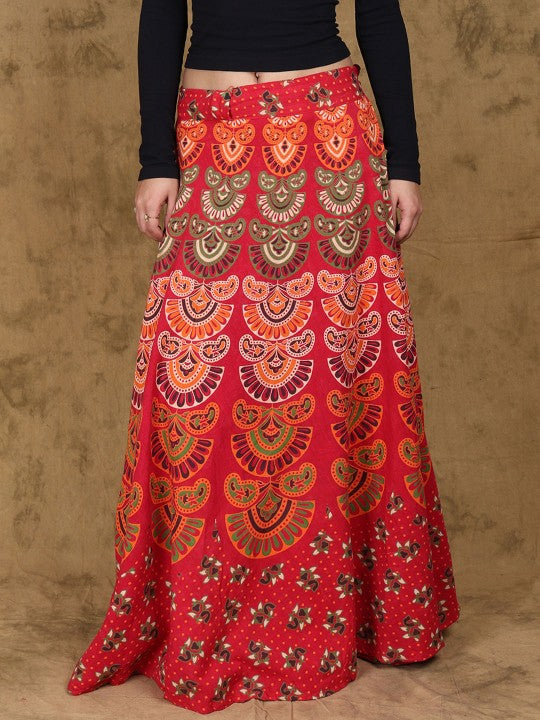 Printed Pure Cotton A-line Maxi Skirts-7