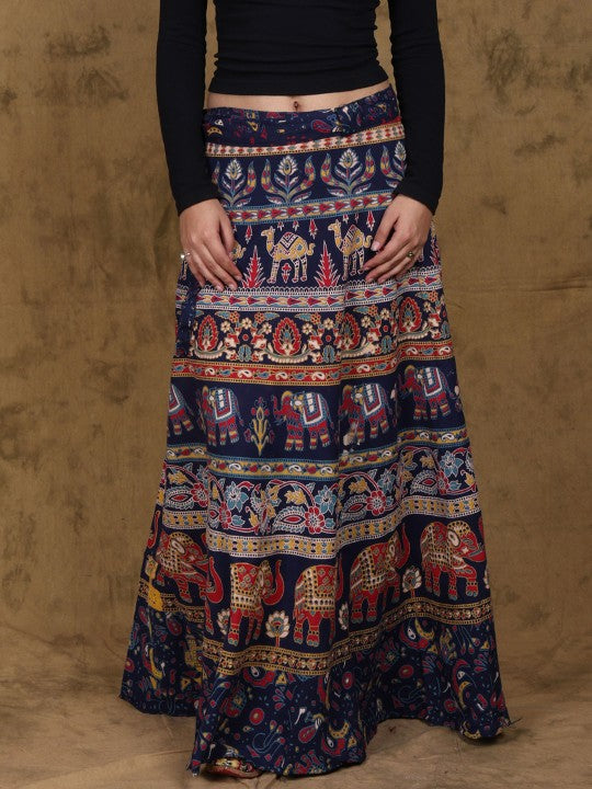 Printed Pure Cotton Wrap-Around Maxi Skirt-7