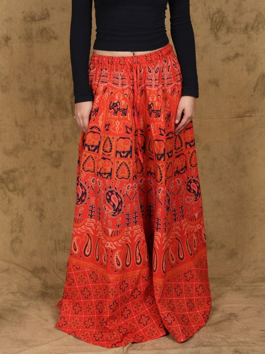 Printed Pure Cotton Wrap Maxi Skirts-9