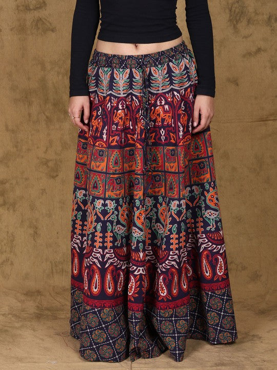 Printed Pure Cotton Wrap Maxi Skirts-8