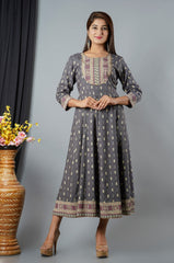 Floral Printed Black Kurti Top