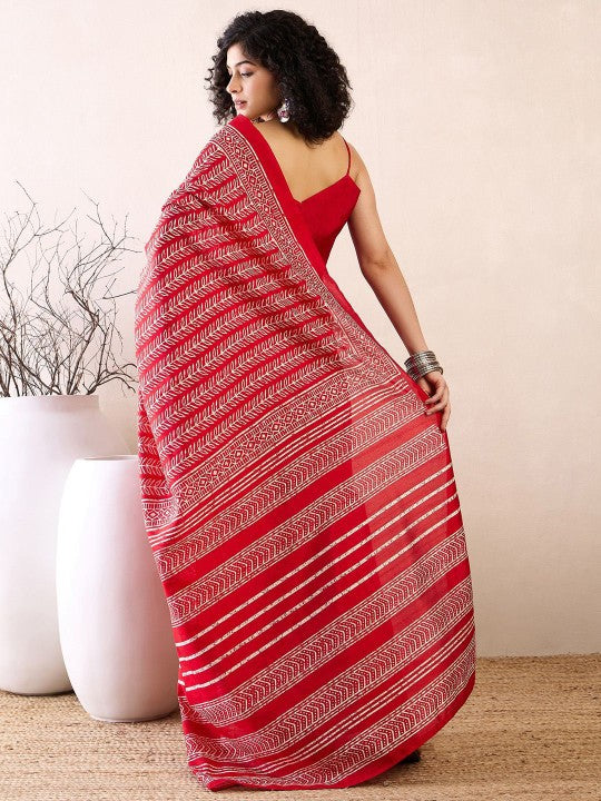 Ethnic Motifs Printed Dabu Saree-2