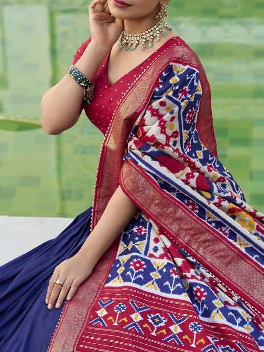 Navy Blue Ready to Wear Lehenga & Unstitched Blouse With Dupatta-4