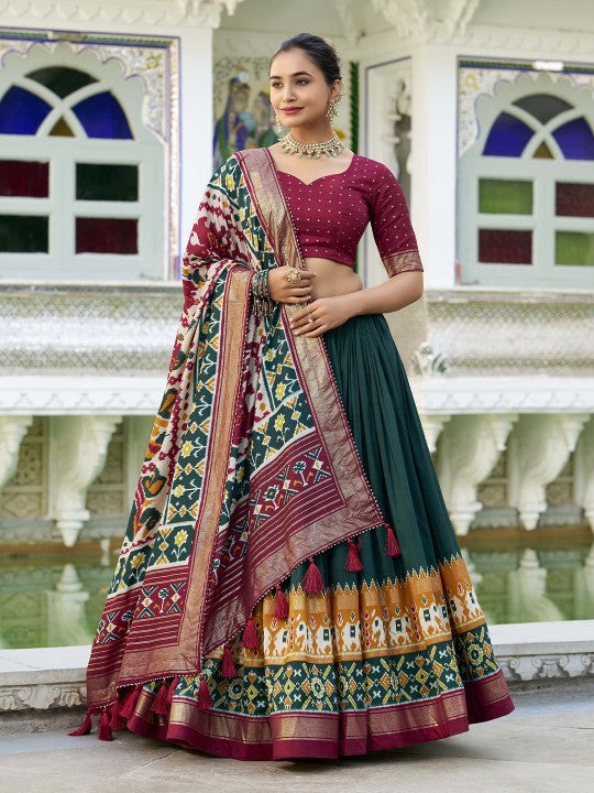 Navy Blue Ready to Wear Lehenga & Unstitched Blouse With Dupatta-8