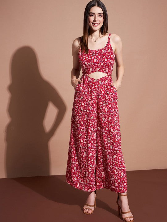 Women Printed Sleeveless Jumpsuit-1