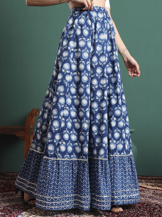 Printed Flared Maxi Skirts-8