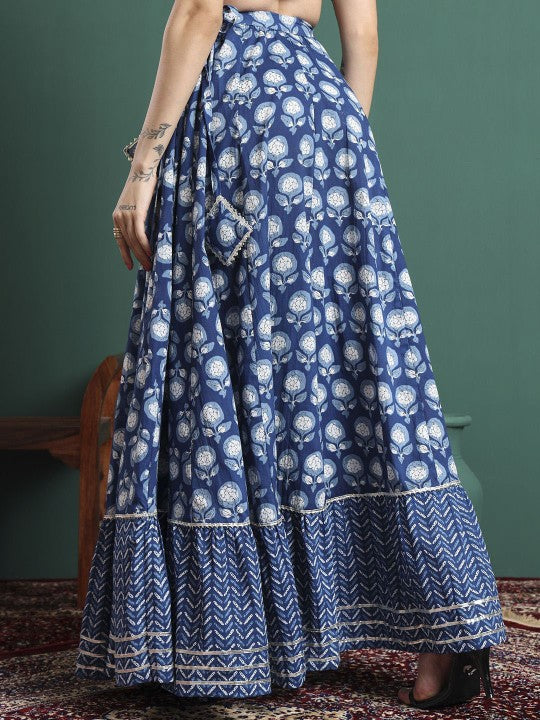 Printed Flared Maxi Skirts-4