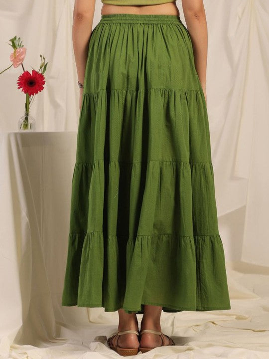 Anayna Pure Cotton Flared Maxi Skirt-6