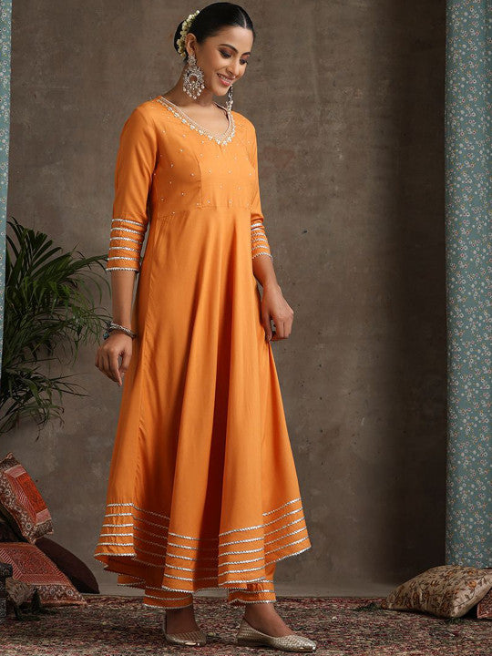 Women Regular Gotta Patti Kurta with Trousers & With Dupatta-22