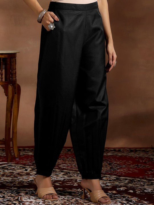 Embroidered Zari V Neck A Line Kurta with Salwar & Dupatta