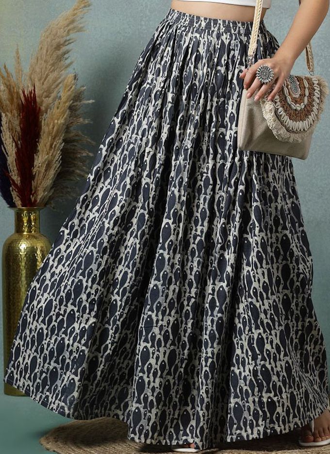 Procian Printed Cotton Flared Maxi Skirt-5