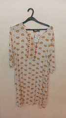 Off-White Straight Kurta with Embroidered Notch Neckline