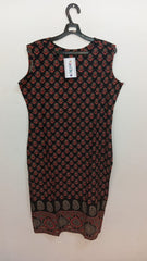 Midnight Black Ajrakh Print Sleeveless Kurti
