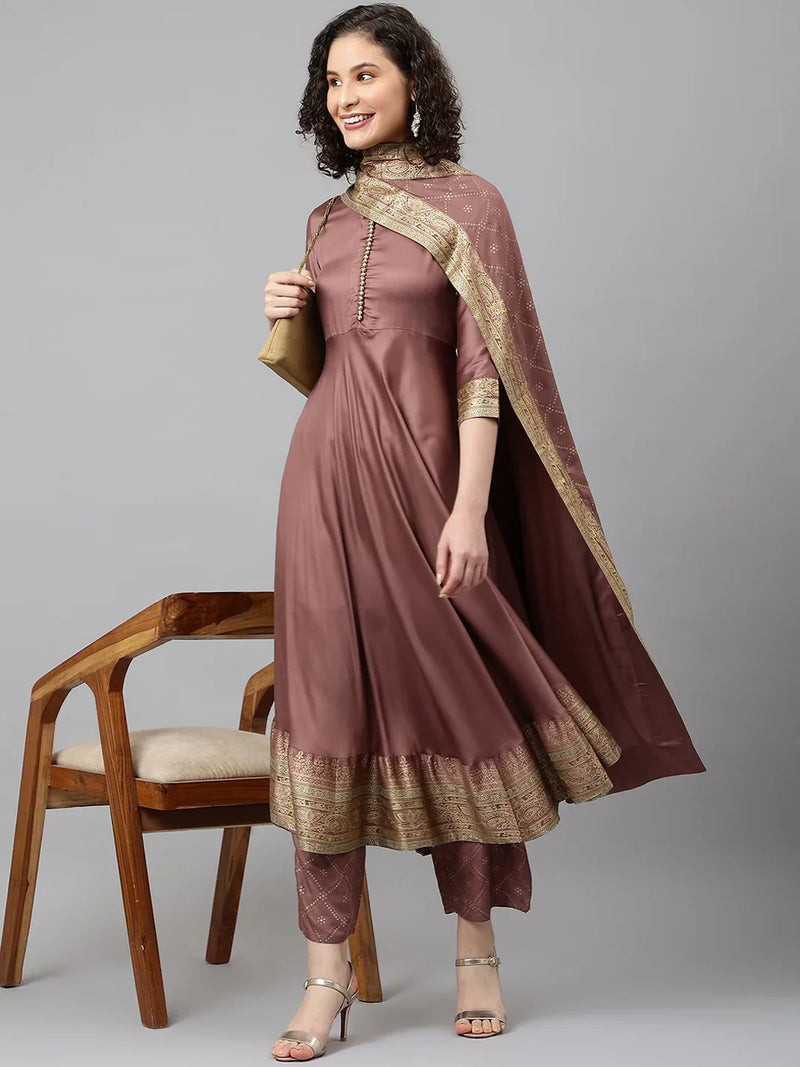 Women Blue Ethnic Motifs Empire Kurta with Trousers & Dupatta Vasthro