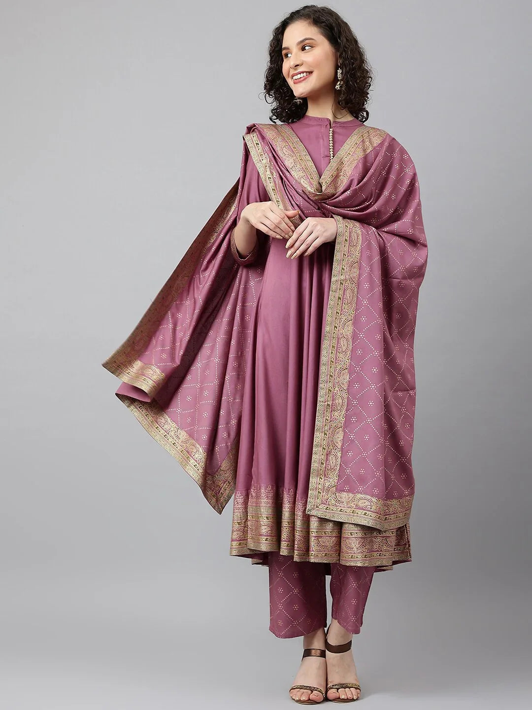 Women Blue Ethnic Motifs Empire Kurta with Trousers & Dupatta Vasthro