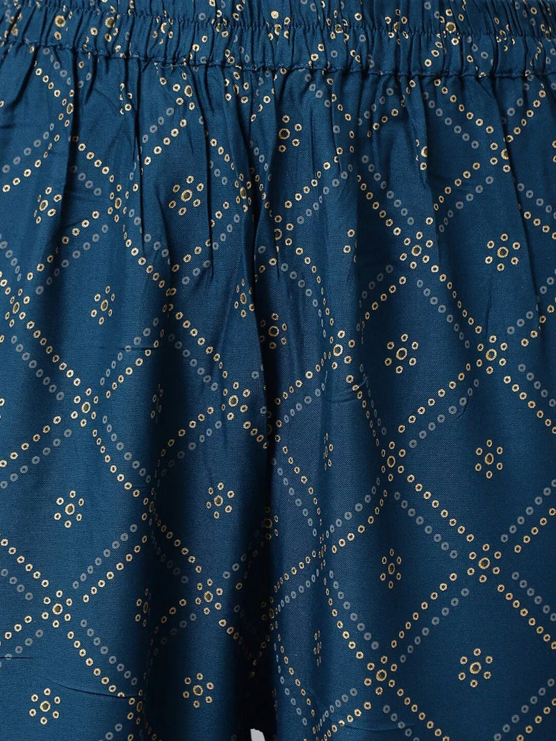 Women Blue Ethnic Motifs Empire Kurta with Trousers & Dupatta Vasthro