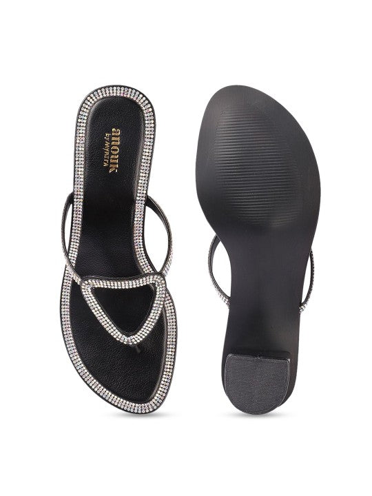 Women Embellished Block Heel Sandals-3