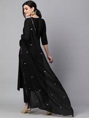 Women Ethnic Motifs Embroidered Regular Kurta With Trousers & Dupatta