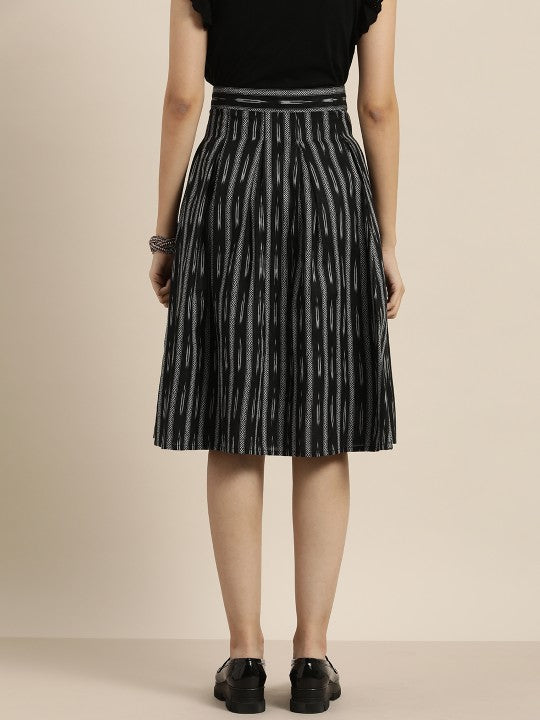Women Ikat Printed Flared Skirt-2