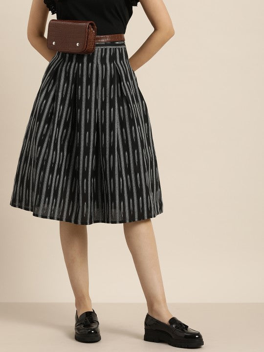 Women Ikat Printed Flared Skirt-3