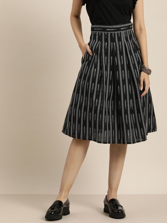 Women Ikat Printed Flared Skirt-1