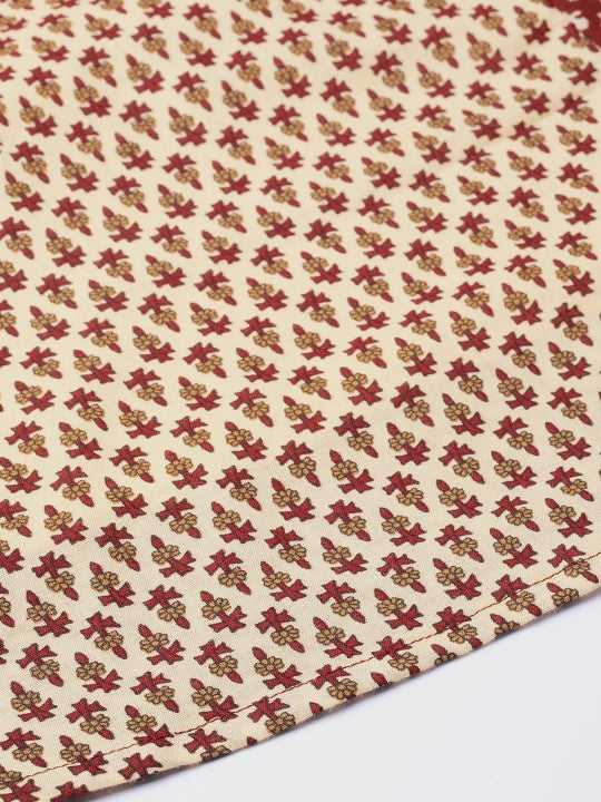 Women Maroon & Beige Printed Flared Maxi Skirt