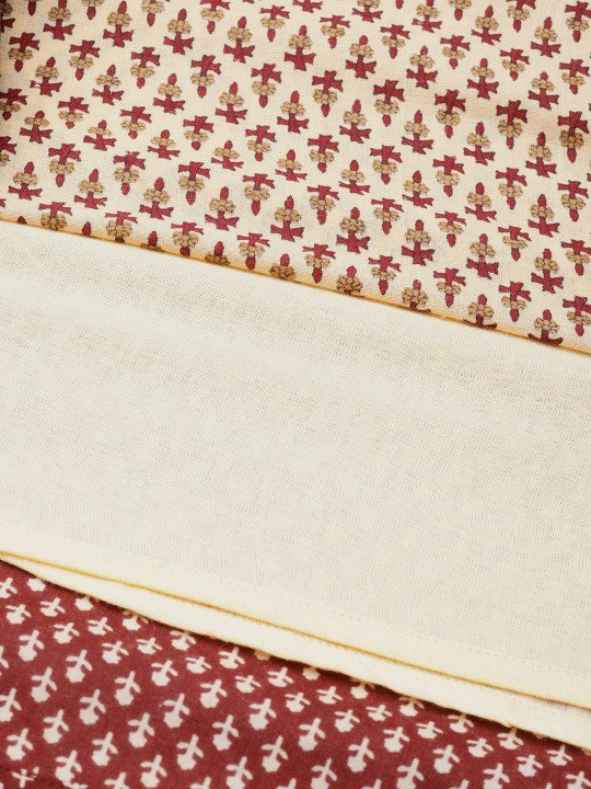 Women Maroon & Beige Printed Flared Maxi Skirt