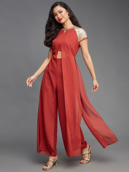 Women Short Sleeves Party Jumpsuit-5
