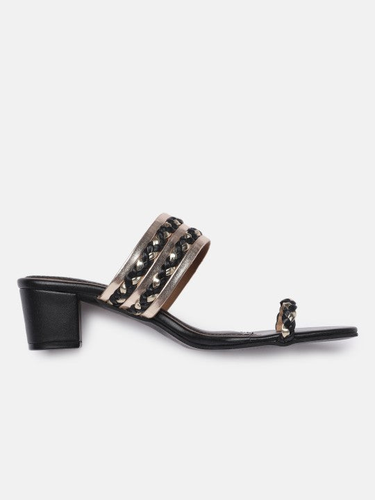 Women Woven Design One Toe Heels-3
