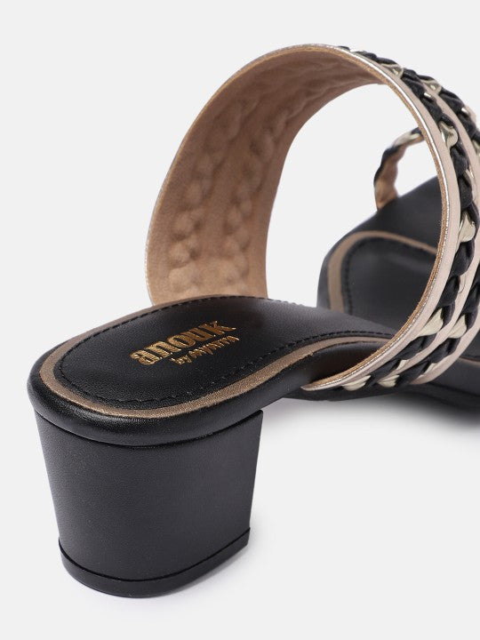 Women Woven Design One Toe Heels-6