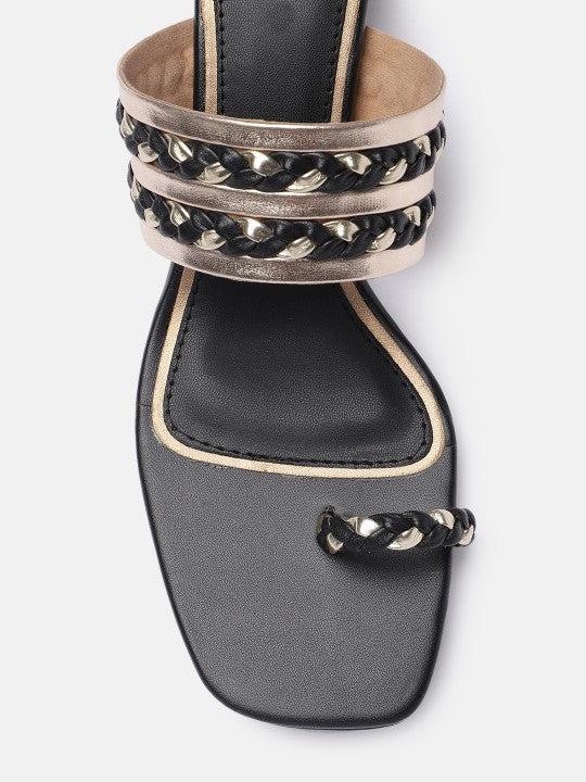Women Woven Design One Toe Heels-5