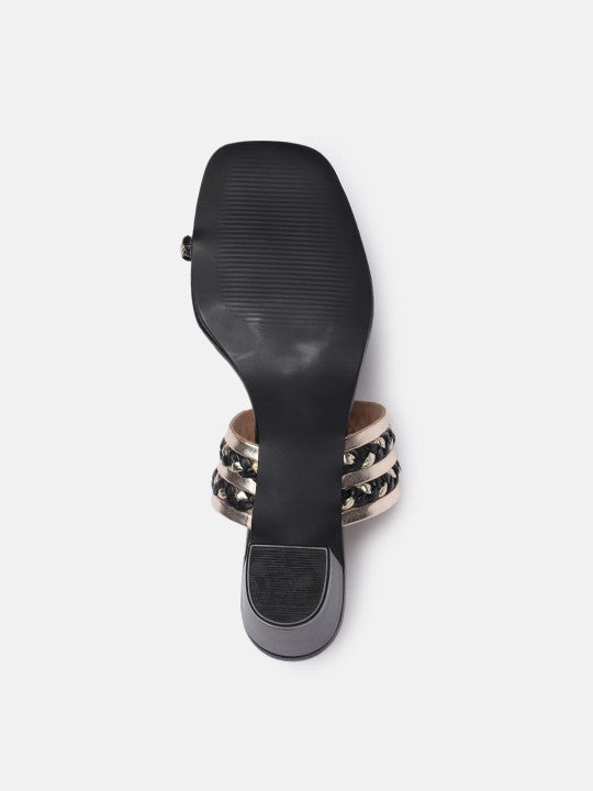 Women Woven Design One Toe Heels