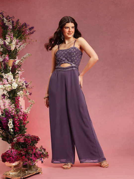 Self Design Shoulder Straps Ethnic Basic Jumpsuit-8