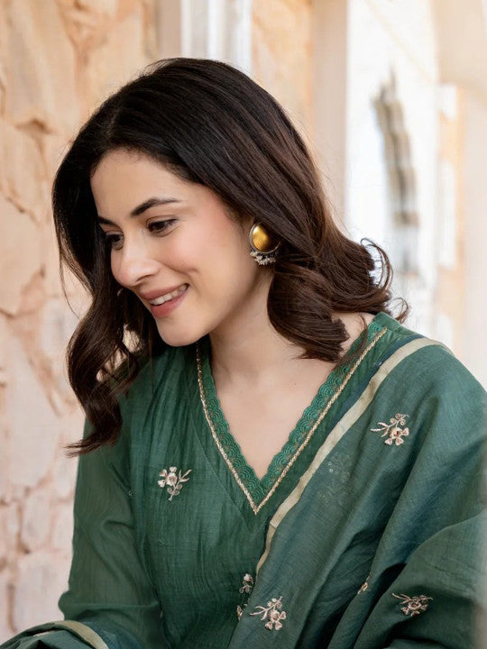 Women Viscose Embroidery Anarkali Kurta Pant with Dupatta Set-6