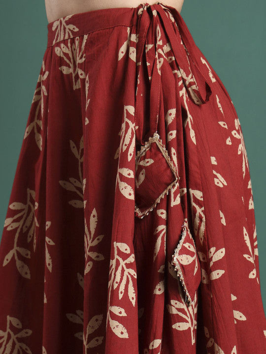 Printed Flared Maxi Skirts-7
