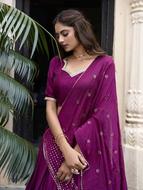 Embellished Ready to Wear Lehenga & Unstitched Blouse With Dupatta