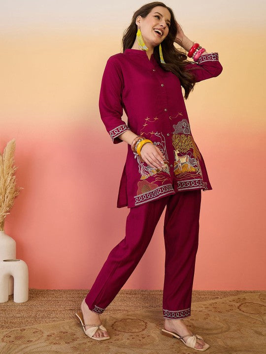 Embroidered Tunic With Trouser Co-Ords-4