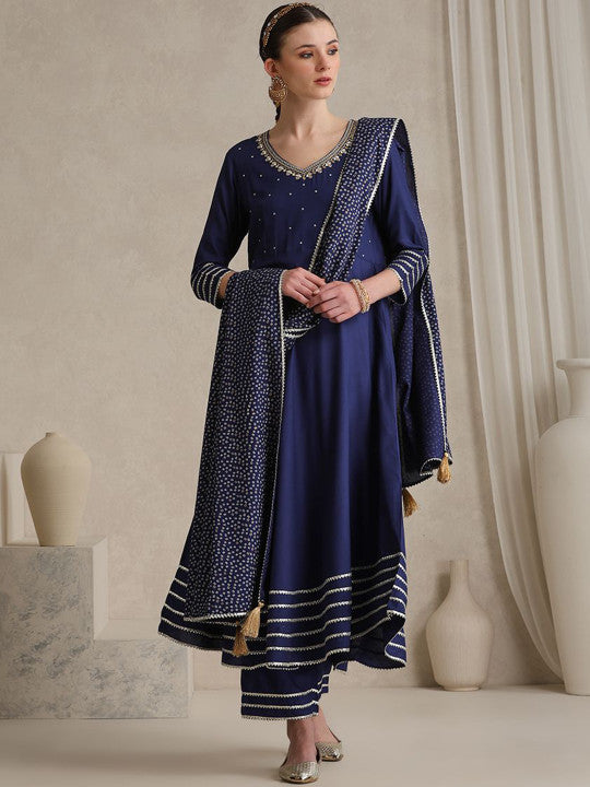 Women Regular Gotta Patti Kurta with Trousers & With Dupatta-18