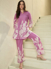 Printed Pure Cotton Tunic With Trouser Co-Ords