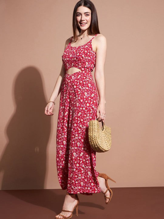 Women Printed Sleeveless Jumpsuit-5