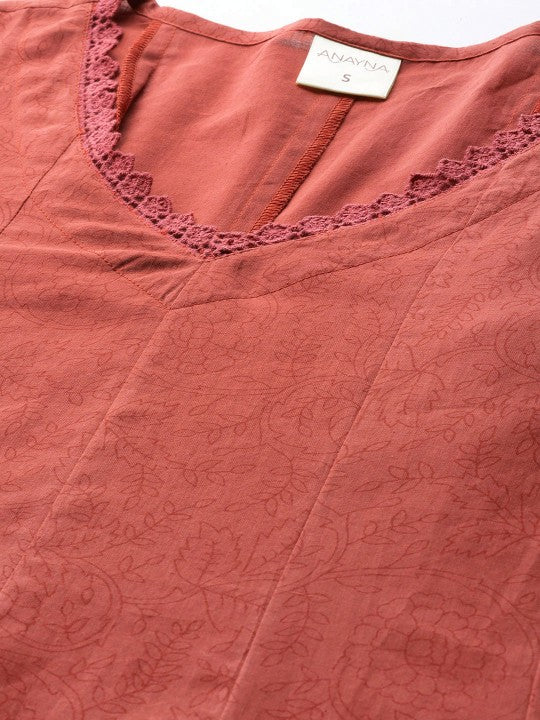 Anarkali Pure Cotton Kurta With Trousers & Dupatta