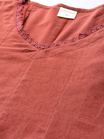 Anarkali Pure Cotton Kurta With Trousers & Dupatta