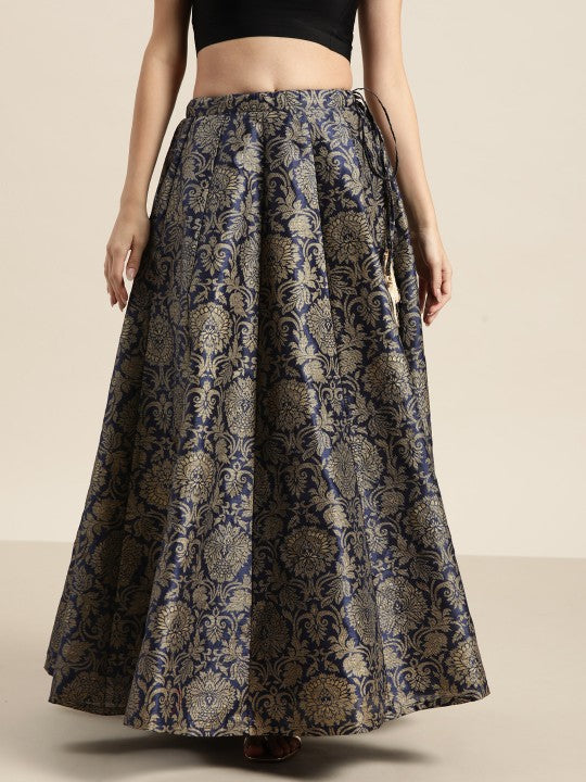 Charming Purple Floral Jacquard Skirt-7
