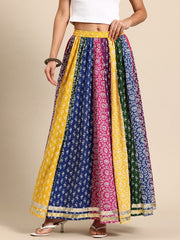Floral Printed Pure Cotton Flared Maxi Skirt