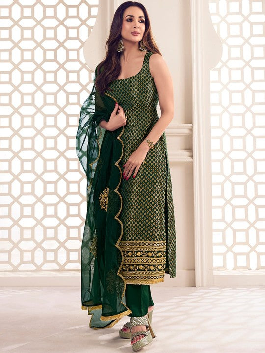 Zari Woven Embroidered Straight Kurta Set-2