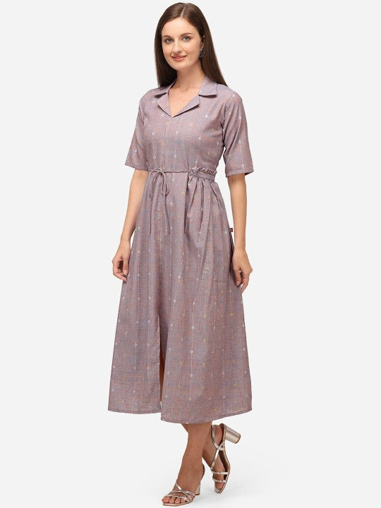 Pure Cotton Design Printed Midi Dress
