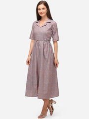 Pure Cotton Design Printed Midi Dress